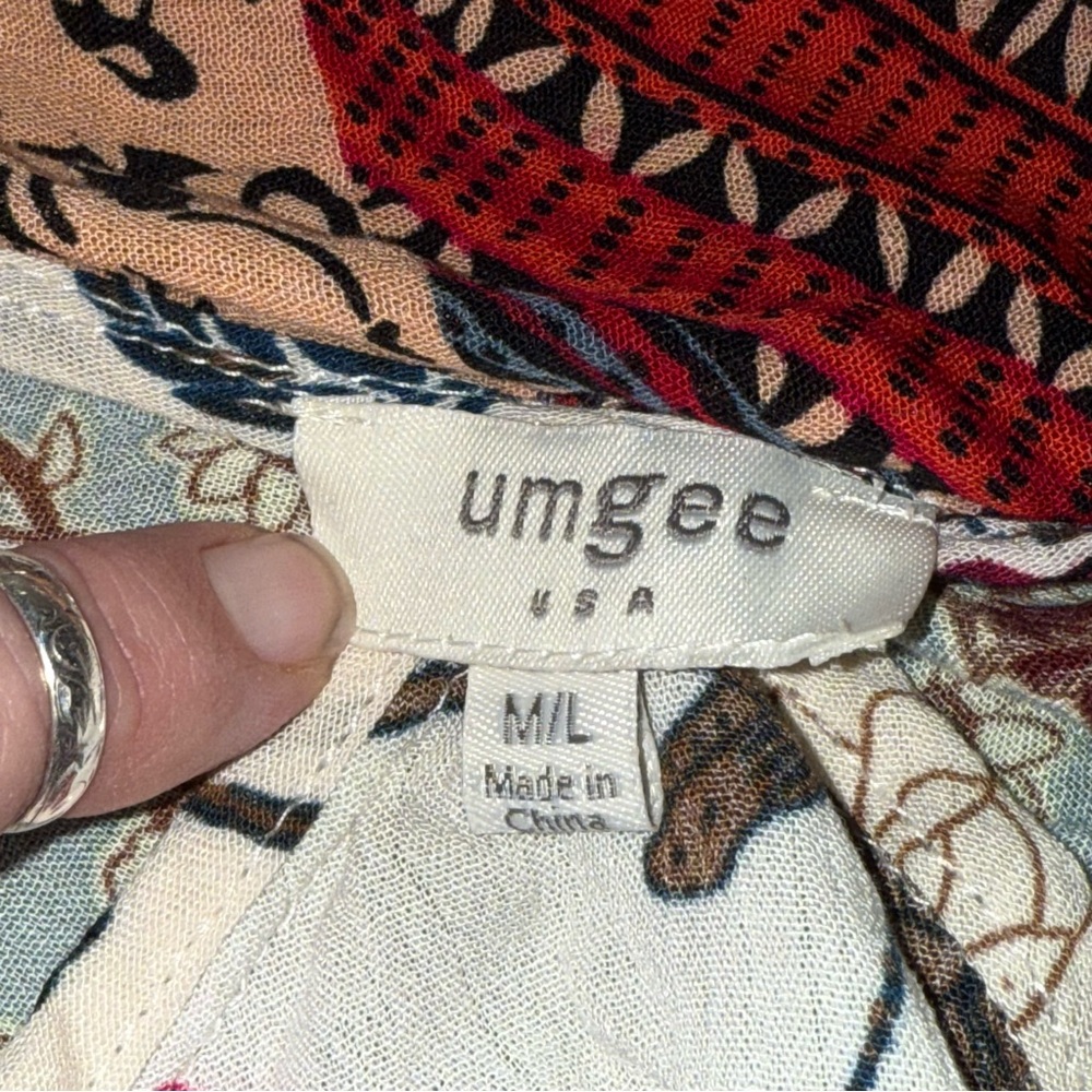 Umgee Boho Patchwork Kimono Duster Floral Open Front Lightweight M/L - Picture 5 of 7